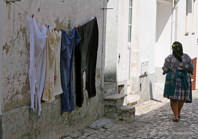 The laundry drying in an alley, Nazaré - Portugal