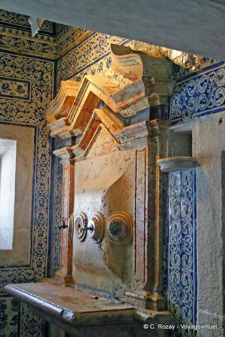 The marble fountain in the church, Nazaré - Portugal