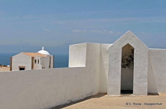 The church and the gatehouse on the roof of the magazine, Fortaleza de Sagres - Portugal