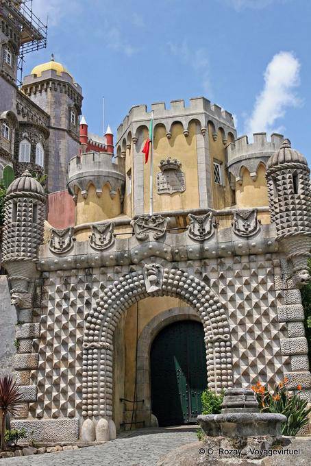 The portal and the towers at the entrance, Pena Palace, Sintra - Portugal