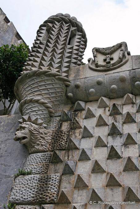 Architectural detail of the Gothic portal, Pena National Palace, Sintra - Portugal