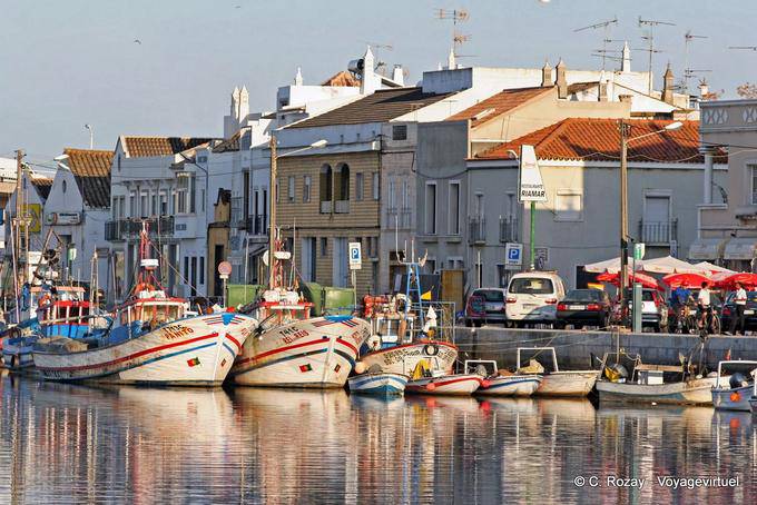 Fishing boats moored in the Largo Doutor José Pires Padinha, Tavira - Portugal