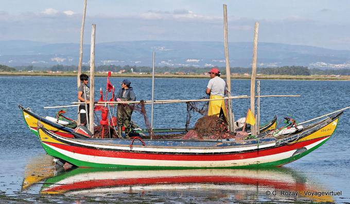 Fishermen on their moliceiro, Torreira - Portugal