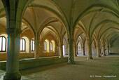 Architecture of the hall of the monks, the monastery of Alcobaça, Portugal.