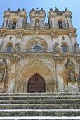 Baroque facade of the Monastery of Santa Maria de Alcobaça, Portugal.