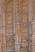Batalha, royal motto carved on the portal of the imperfect chapel, Portugal.