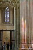 Batalha, sunlight on a monumental pillar, Portugal.