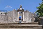 Universidade Velha, the low entrance stairs, Coimbra, Portugal.