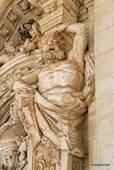 Atlas carved at the entrance of the University of Coimbra, Portugal.