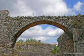 Arc bridge aqueduct of dry stone, Conimbriga, Portugal.