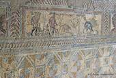 Hunting scene on foot mural mosaic Conimbriga, Portugal.