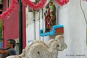 Decorated statuary, Alfama, Lisbon, Portugal.