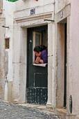 Scene of the everyday life, Alfama, Lisbon, Portugal.