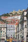View of the castle from Figueira Square, Lisbon, Portugal.