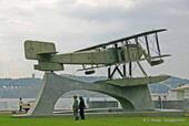 Seaplane sculpture, monument Sacadura Cabral and Gago Coutinho, Lisbon, Portugal.