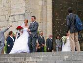 Married on the steps of the cathedral, Lisbon, Portugal.