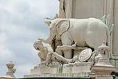The elephant representing the victory in Asia, the foot of the statue of Dom José I, Commercio, Lisbon, Portugal.
