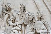 Close up of carved figures, Padrão dos Descobrimentos, Lisbon, Portugal.