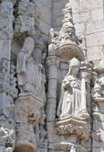 Outside sculptures back Jeronimos Monastery, Lisbon, Portugal.