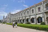 Part of the facade of the Jeronimos Monastery, Lisbon, Portugal.