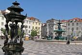 Fountain Rossio Square, Lisbon, Portugal.