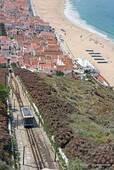 The rise of the funicular, Nazaré, Portugal.