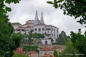 The conical chimneys of the National Palace, Sintra, Portugal.