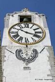 Church tower clock of Santa Maria do Castelo, Tavira, Portugal.