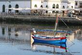 View from the dock of the Rio Gilao, Tavira, Portugal.