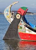 Bow and stern painted boats Torreira, Portugal.