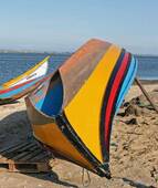 Torreira, traditional boat returned, Portugal.