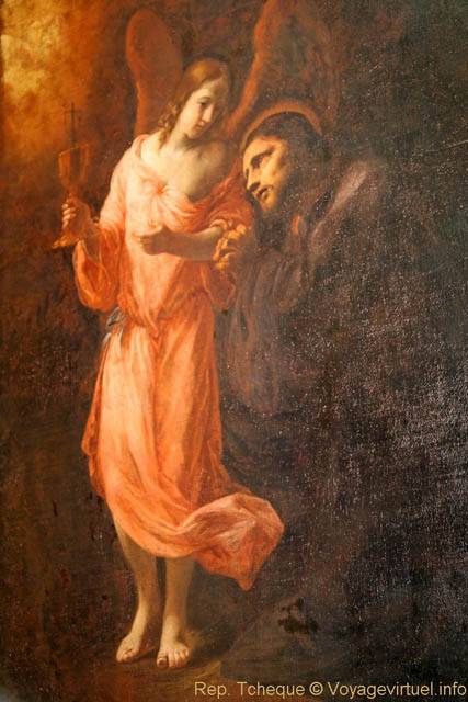 L'ange et le saint, peinture, Église Saint-Nicolas (Kostel sv. Mikuláše), Malá Strana - Prague, Czech Republic