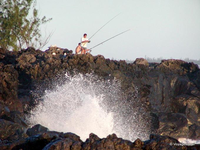 Fishermen in Blower of Saint-Leu - Reunion