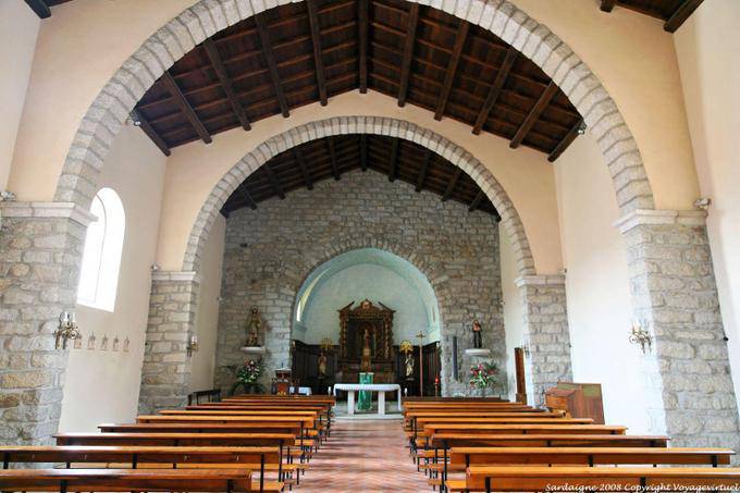 The nave with stone arches, Santa Maria della Neve, Arzachena - Sardinia