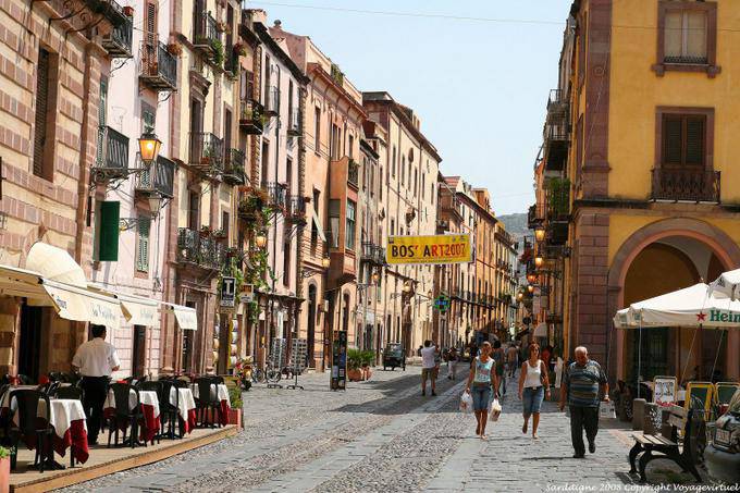 Bosa, Corso Vittorio Emanuele II, the view from up Costituzione - Sardinia