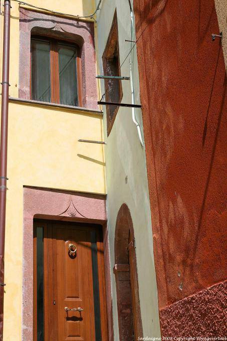 Bosa via Belvedere, architecture and pastel angle - Sardinia