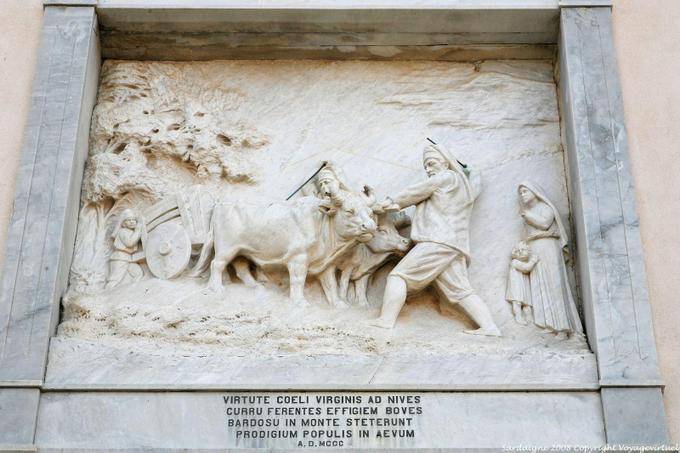 Cuglieri, Basilica of St. Mary of the Snow, oxcart - Sardinia