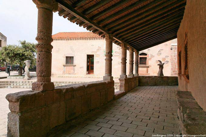 Columns of red trachyte Fordongianus Forum Traiani, Casa Aragonese - Sardinia