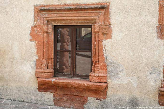 Fordongianus Forum Traiani reflection in a window - Sardinia