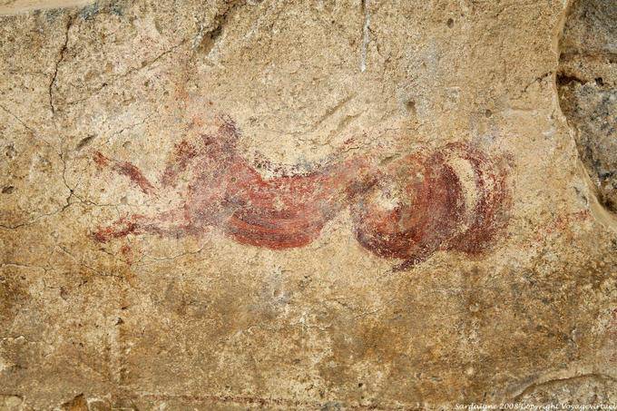 Fordongianus, Roman baths, antique painted horse - Sardinia