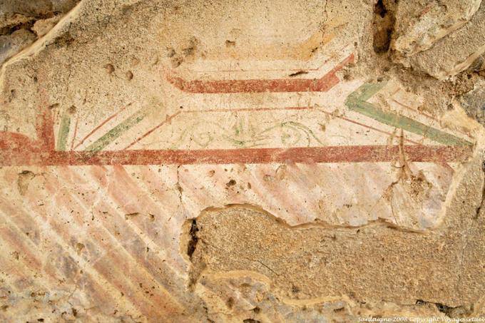 Fordongianus, Roman baths, decorative paint remains - Sardinia