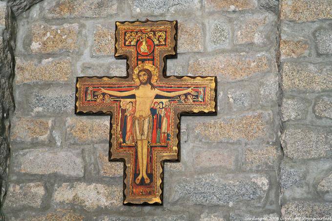Luogosanto, painted wooden cross, Christ Church San Quirico - Sardinia