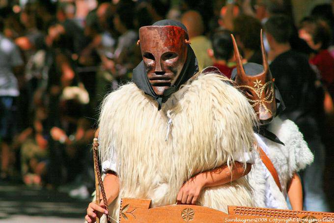 Nuoro, Festa del Redentore, sos Merdules Bezzos of Otzana, double mask - Sardinia