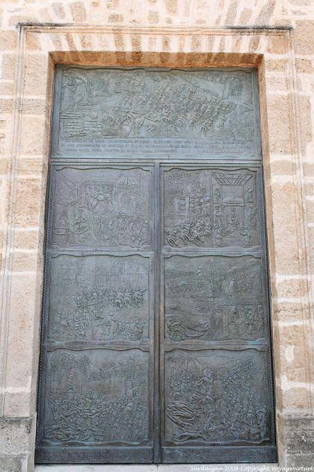 Oristano, Cathedral of Santa Maria, bas-relief on a door - Sardinia