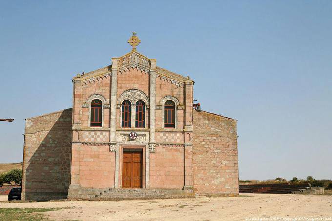 Padria, pink facade of the church - Sardinia
