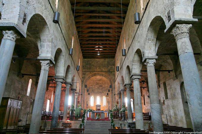 Santa Giusta, marble columns nave Thorros Basilica - Sardinia