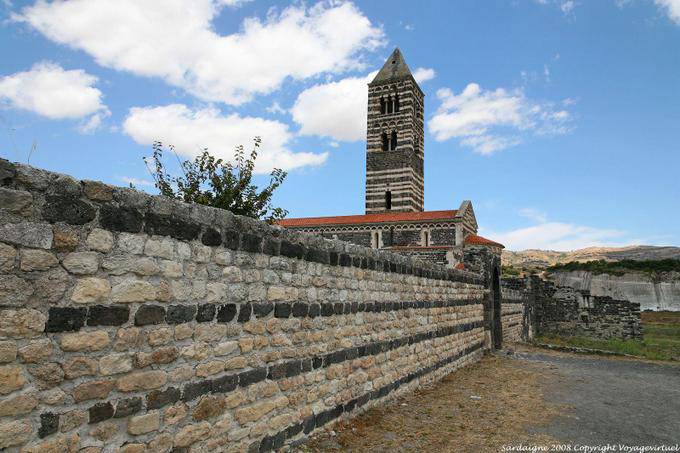 Basilica della Santissima Trinita di Saccargia, view from the monastery wall - Sardinia