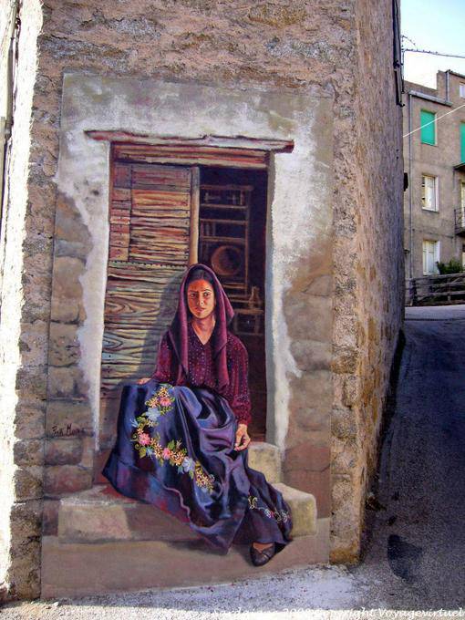 Sarule, beautiful on the corner of the house, mural - Sardinia