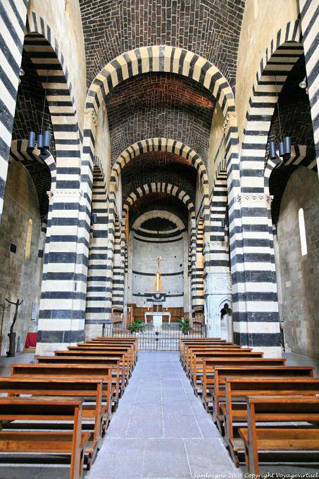 Architecture of the nave of the Benedictine Monastery of St. Peter Sorres, Thiesi - Sardinia