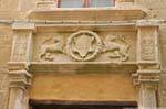 Pediment, Palazzo Machin, via Principe Umberto, Alghero, Sardinia.